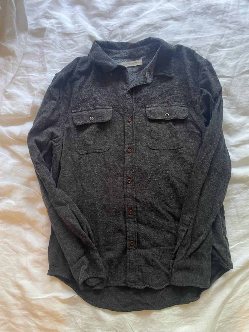 Outerknown Transitional Flannel Shirt Charcoal Heather Organic Cotton Men's Size